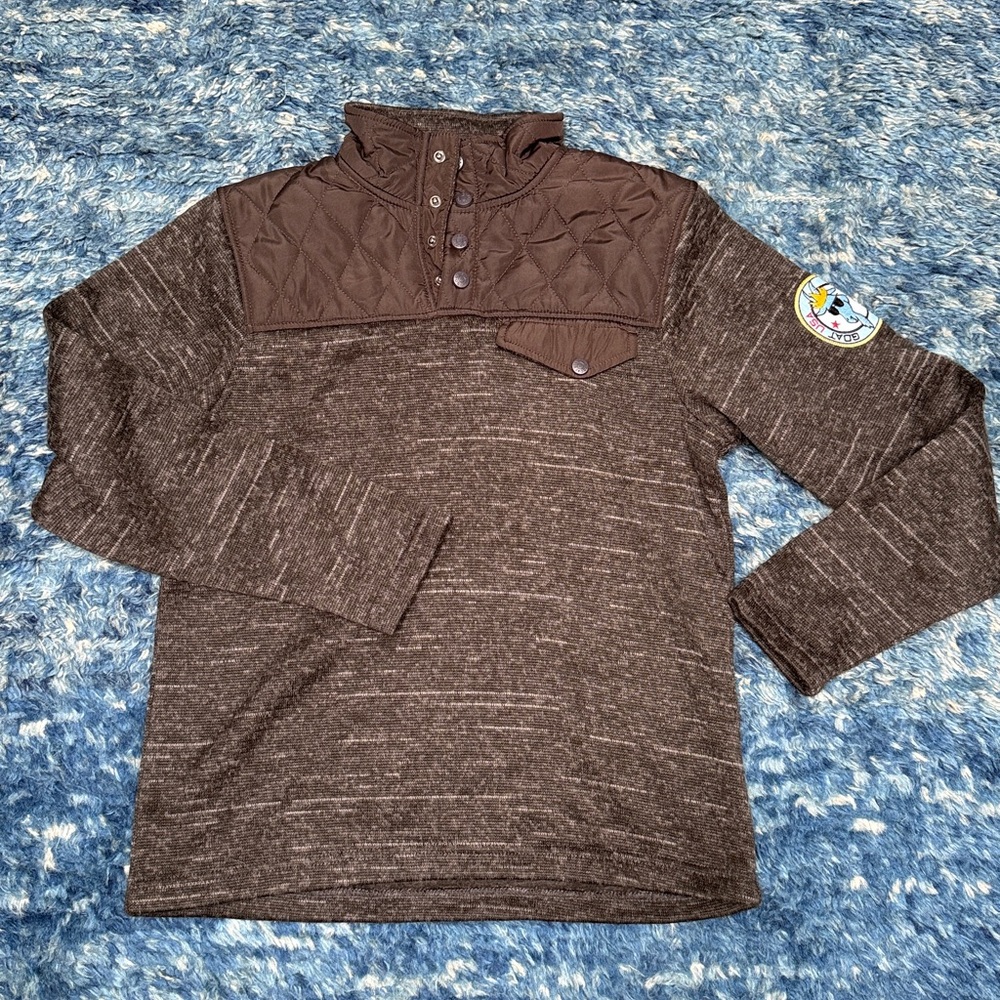 Goat LAX Brown Quilted Pullover with Patch
